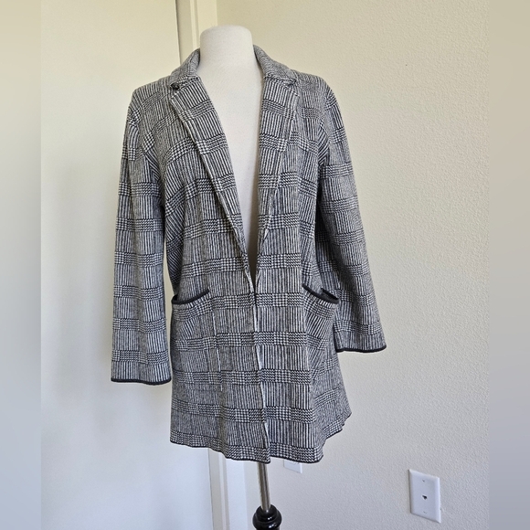 J. Crew Sophie Open Front Sweater Blazer Glen Plaid Wool Blend Size Medium - Picture 1 of 16